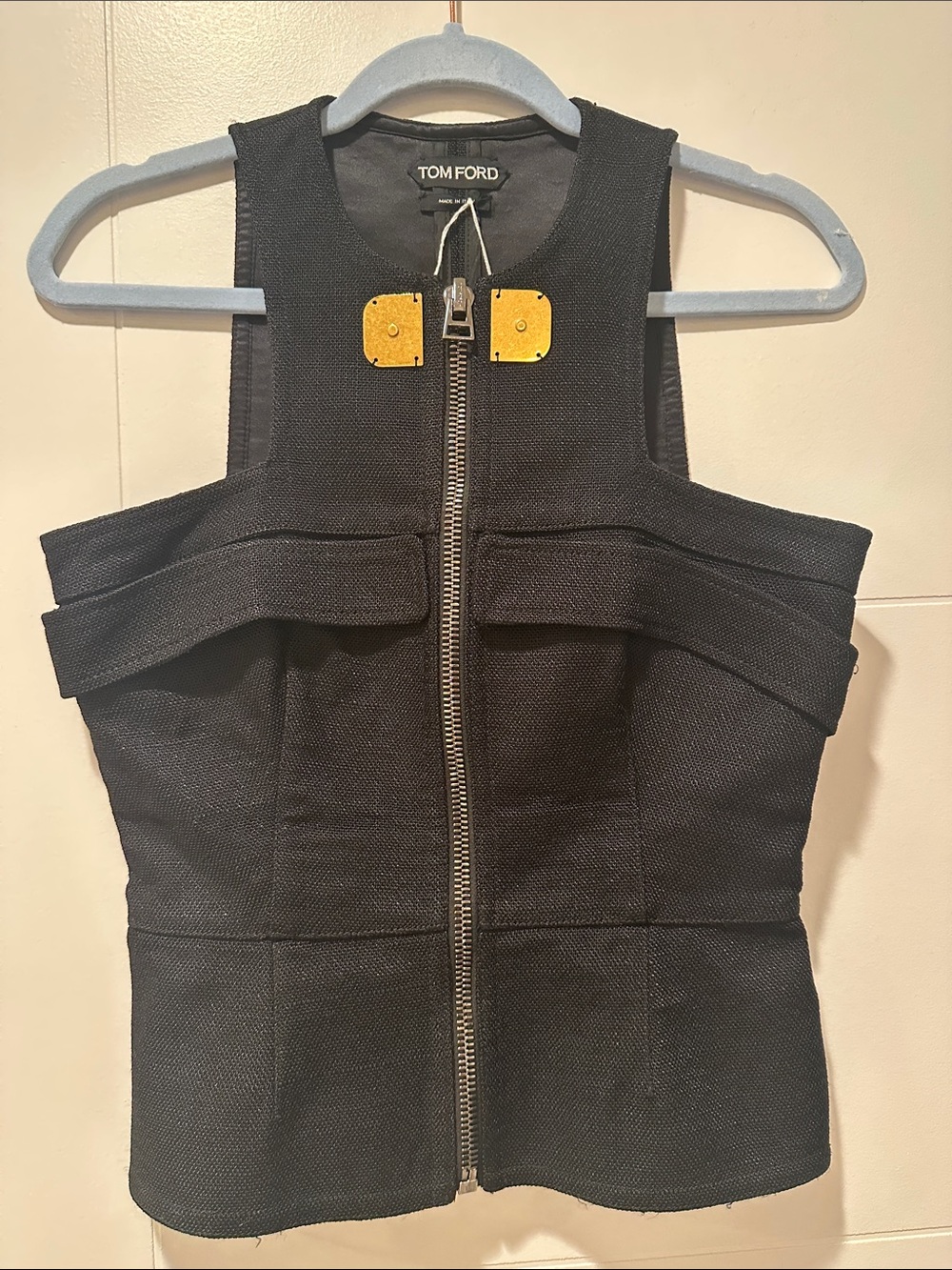 Tom Ford Black Structured Zip Front Bustier